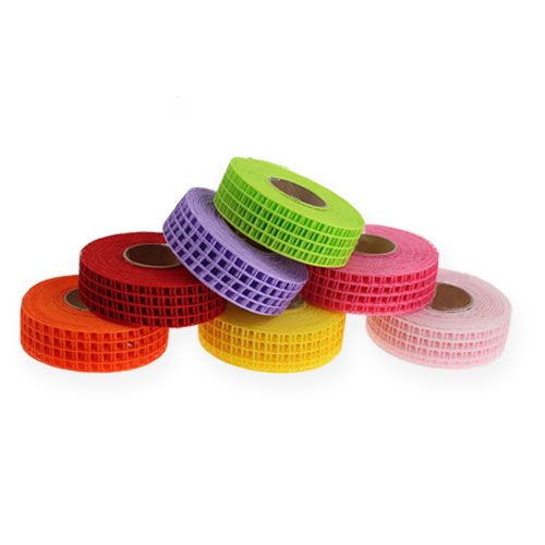 Floristik21 Gitterband 3cm x 10m bunt 7St