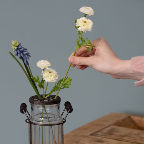 Artikel Vielseitige Glasflasche mit Metallkorb und Deckel für stilvolle Dekoration 20 cm