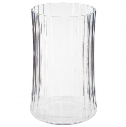 Artikel 2er Set Glasvasen mit Rillenmuster für Dekoration Ø12cm H19cm - Transparent, vielseitig