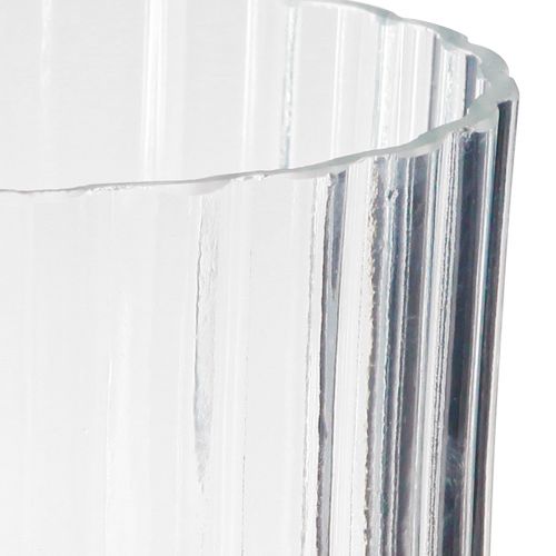 Artikel 2er Set Glasvasen mit Rillenmuster für Dekoration Ø12cm H19cm - Transparent, vielseitig