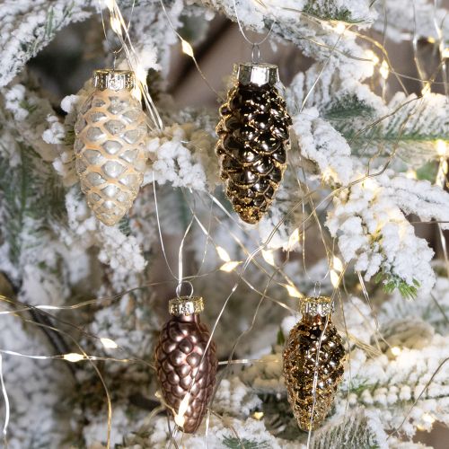 Artikel Glaszapfen Weihnachtsdeko zum Hängen in Braun Gold - Edle Baumzapfen Glas 5,5cm 14er-Set