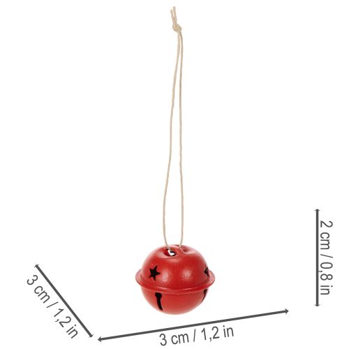9er Set Deko-Glöckchen aus Metall, Sternenmuster, Rot, Ø 3cm | Floristik21.de