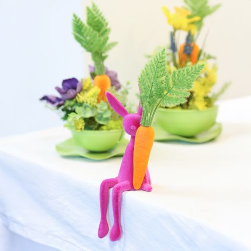 Artikel Polyresin Osterhasen Kantenhocker beflockt 28 cm Dekorationsfiguren Innenbereich