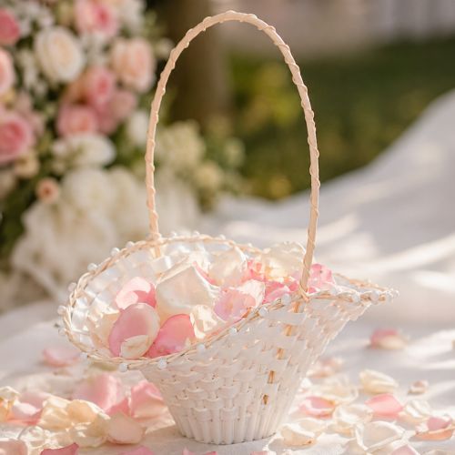 Hochzeit Streukörbchen Weiß 24x17cm Blumenkinder Deko Vintage Hochzeit | Floristik21.de