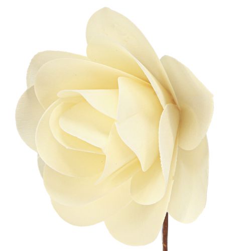 Floristik21 Holz Deko Rosen Creme Künstliche Rosen Holzrosen Ø10cm 12 St