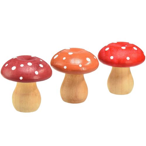 Floristik21 Holzpilze Deko Pilze Holz Fliegenpilze Rot Orange 5cm 9 St