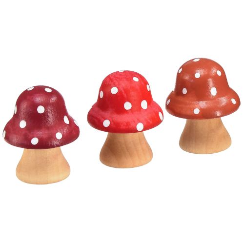 Floristik21 Holzpilze Deko Pilze Holz Mini Fliegenpilze Rot Orange 4cm 12 St