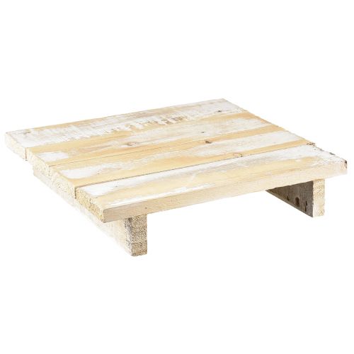 Artikel Holztablett Holz Deko Vintage Braun Weiß 24x24cm
