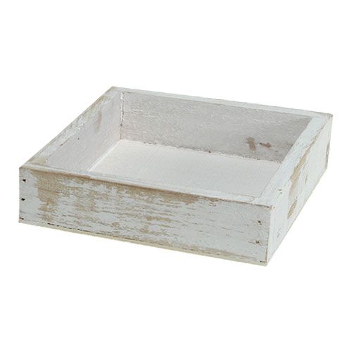 Mini Holztablett Weiß 12cm x 12cm x 3cm