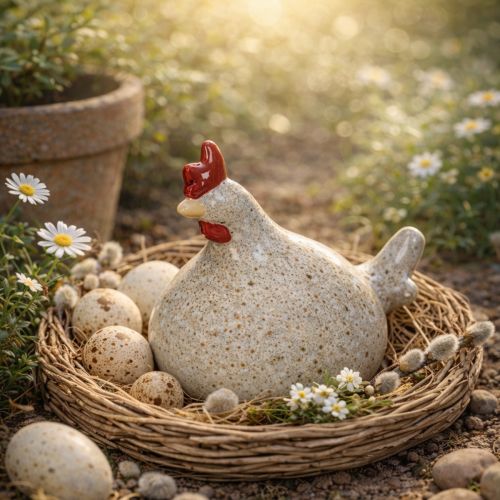 Artikel Humorvolle Keramik-Huhn-Figuren im charmanten Design – 16 cm Höhe, Blau gesprenkelt, 2er-Set