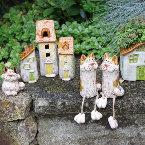 Artikel LED-Keramikhäuser im rustikalen Stil für stimmungsvolle Tischdekoration, 15 cm, 2er-Set