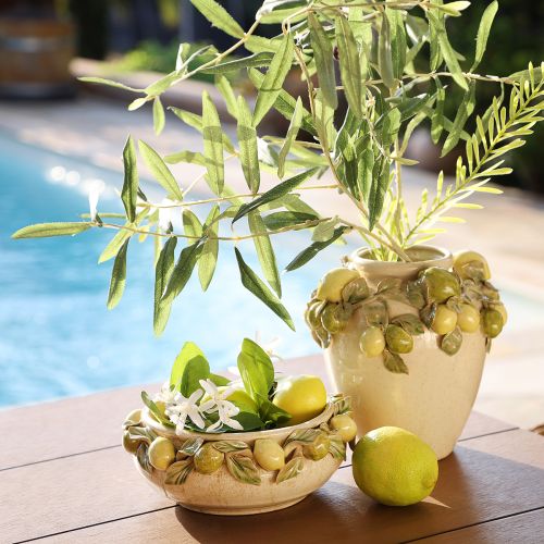 Artikel Keramik Vase Zitronen Deko Grün Gelb 19cm Sommerflair Home