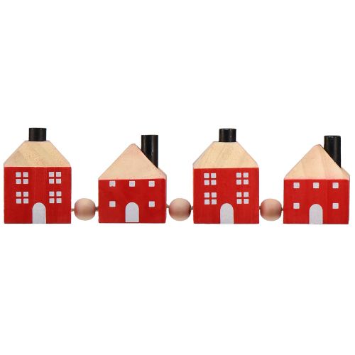 Artikel Kerzenhalter Holz Deko Holzhäuschen Rotweiß Girlande 23cm