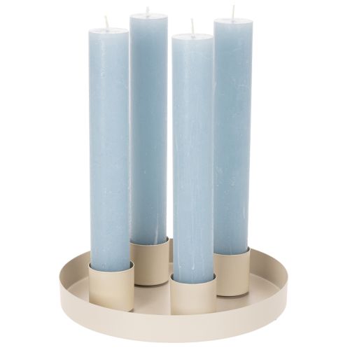 Magnetischer Kerzenhalter aus Metall, Ø 4 cm, für Stabkerzen 34 mm, 4er-Set, taupe-creme | Floristik21.de