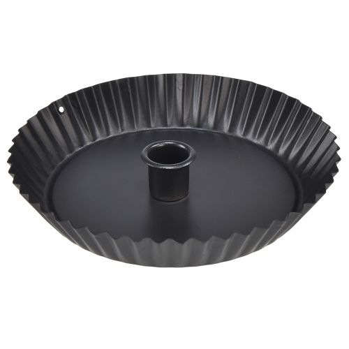 Floristik21 Origineller Kerzenhalter aus Metall in Kuchenform – Schwarz, Ø 18 cm – Stilvolle Tischdeko – 4St