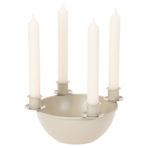 Kerzenschale mit 4 Kerzenhaltern Kunststoff Beige 15cm | Floristik21.de