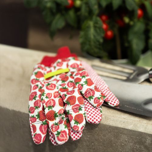 Artikel Kixx Gartenhandschuhe Erdbeer Motiv Weiß Rot Größe 8