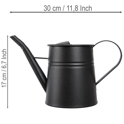 Schicke Kleine Deko Gießkanne Schwarz Metall 30x13x17cm 1,7l Pflanzgefäß Wohnung Balkon Dekoration | Floristik21.de