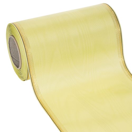 Floristik21 Moiré Kranzband Hellgrün mit Goldrand 175mm x 25m, Hochwertige Dekoration für Floristik