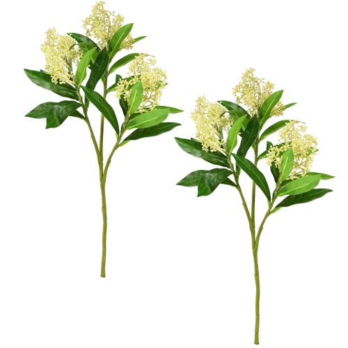 Artikel Künstliche Skimmia japonica Skimmie in Creme, 45cm Deko-Blumen Zweig 2er Set