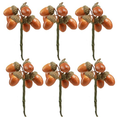 Floristik21 Künstliche Eicheln am Draht Deko für Herbstkranz 3cm 6 St