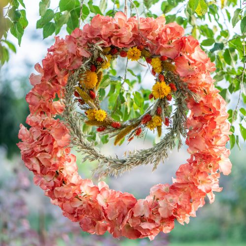Artikel Künstliche Hortensie Gigant Dekoblume Lachs Ø23cm L84cm – Echtwirkende Blumendeko