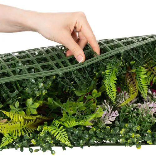 Künstliche Pflanzenwand 100 x 55 cm Kunststoff grün-bunte Akzente Innenbereich | Floristik21.de