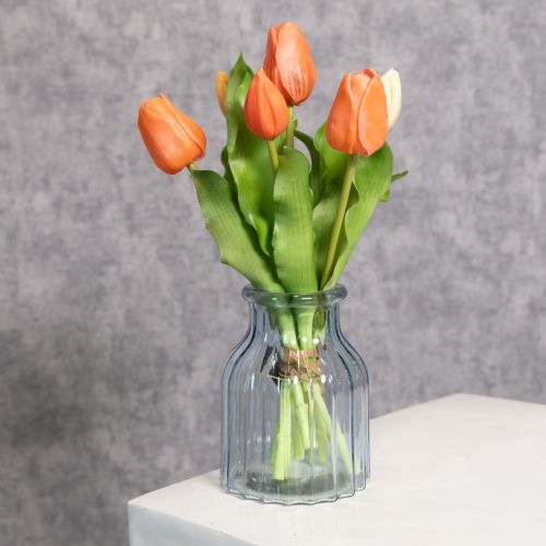 Artikel Künstliche Tulpen 30 cm im Strauß, 7 Stück, Frühlingsdekoration in lebendigem Orange