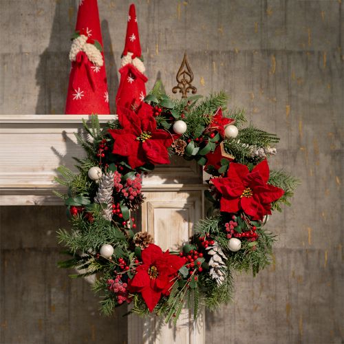 Floristik21 Künstlicher Weihnachtsstern Rot Seidenblumen Deko 6St im Bund