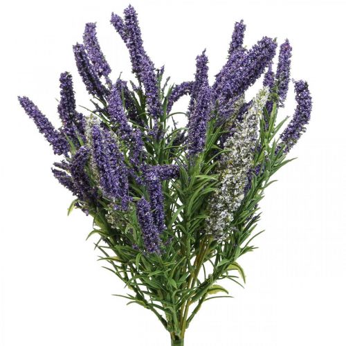 Floristik21 Künstlicher Lavendel Deko Kunstpflanze Lila Weiß Strauch 46cm