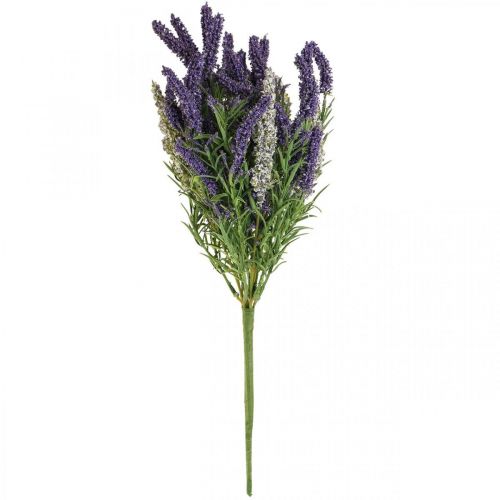 Floristik21 Künstlicher Lavendel Deko Kunstpflanze Lila Weiß Strauch 46cm