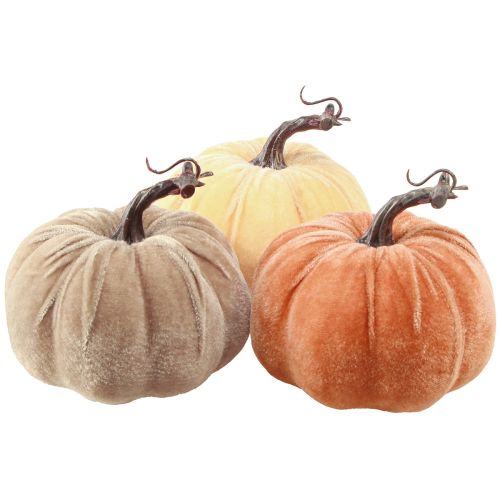Floristik21 Kürbis Deko Herbst Gelb Braun Orange Ø13cm H11,5cm 3St