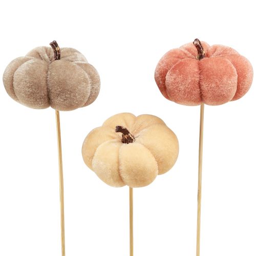 Artikel Herbstliche Stoffkürbisse am Stab Deko-Set in Gelb Braun Orange 7cm 9St