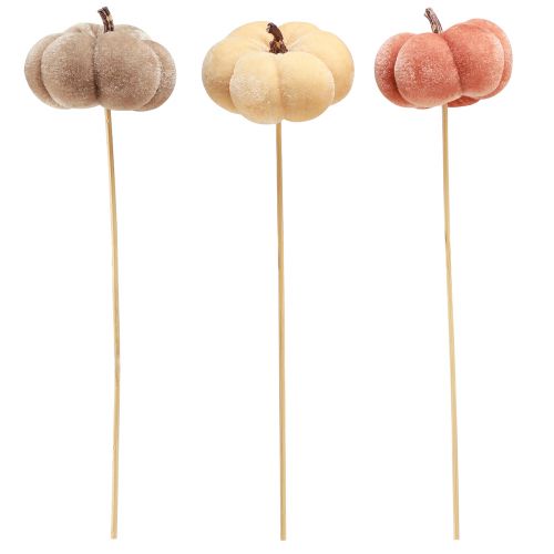 Artikel Herbstliche Stoffkürbisse am Stab Deko-Set in Gelb Braun Orange 7cm 9St