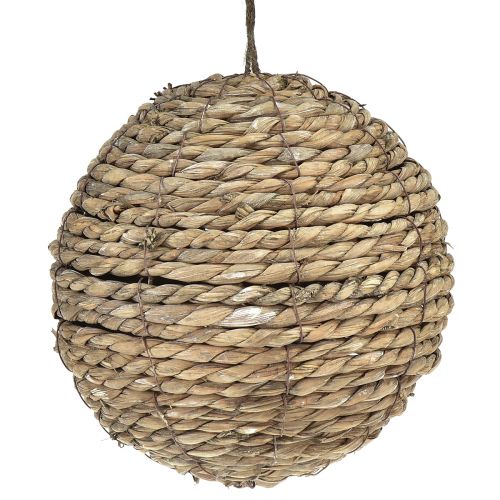 Floristik21 Kugel Stroh Deko zum Hängen Grau gewaschen Ø20cm 2St