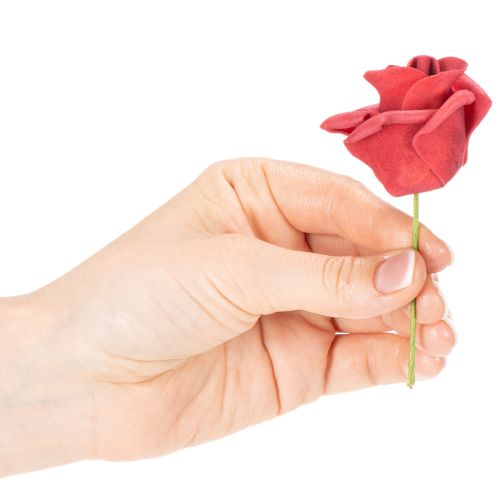 Kunstblume Rose rot mit Drahtstiel 5 cm Blütendurchmesser 100 Stück | Floristik21.de