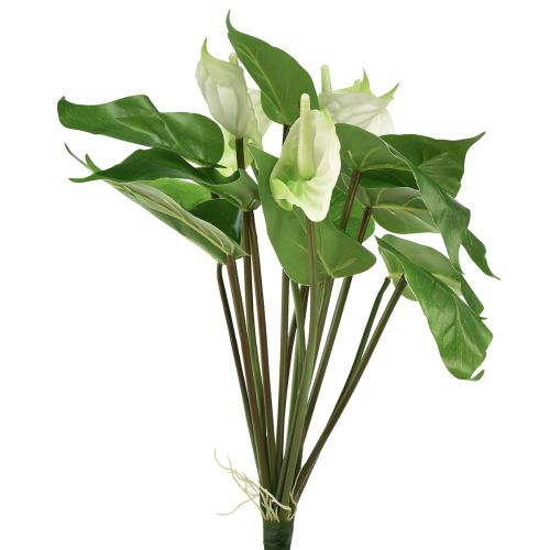 Floristik21 Kunstblumen, Flamingoblume, künstliche Anthurie Weiß 36cm
