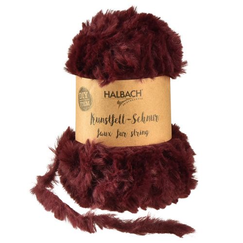 Floristik21 Kunstfell-Schnur Flauschige Deko-Kordel Bordeaux 50g 30m