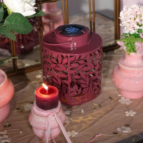 Artikel Solarbetriebene Metalllaterne 25 cm mit Blattdesign für stimmungsvolle Außenbeleuchtung