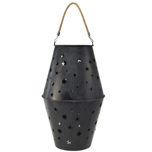Floristik21 Hängendes Windlicht aus Metall in Anthrazit mit Sternen – Ø18,5 cm, Höhe 50 cm – Elegante Außen- und Innenbeleuchtung