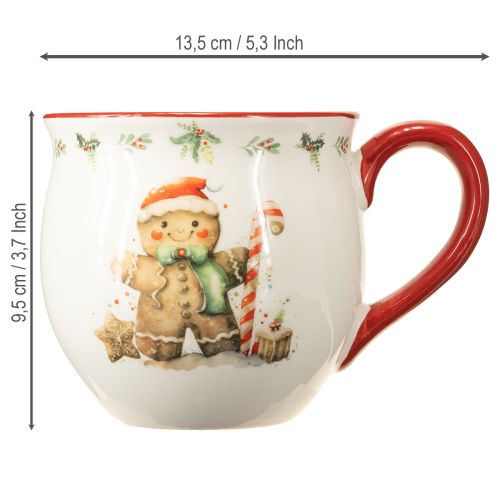 Floristik21 Weihnachtstasse Keramik Lebkuchenmann Rot-Weiß H9,5cm