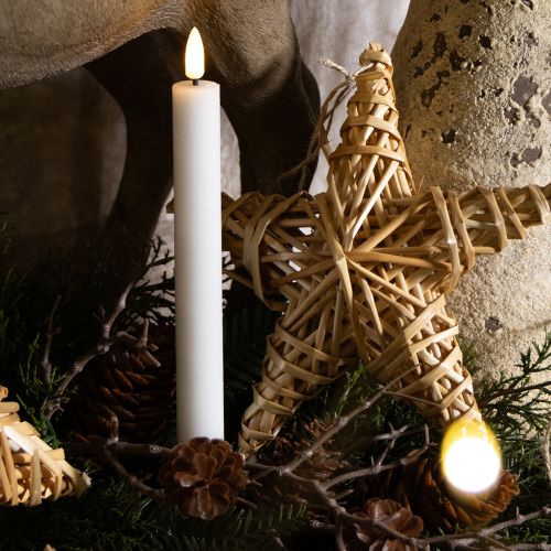 Artikel LED Stabkerzen aus Echtwachs 24,5 cm Warmweiß Batteriebetrieb mit Timer 2er-Set