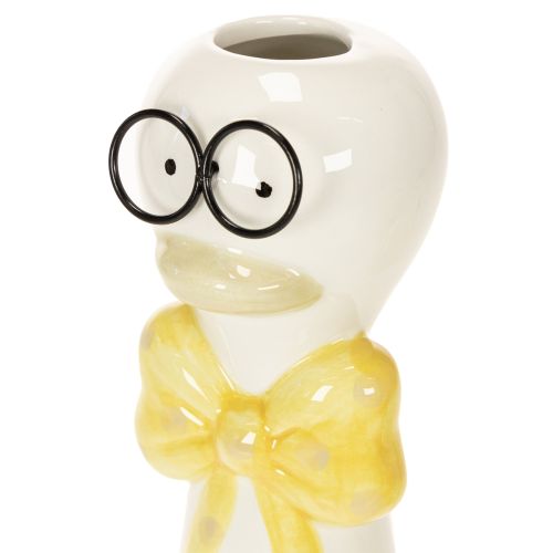 Keramik-Entenfiguren-Set 25 cm, Gelb/Weiß, mit Brille, 3-teilig | Floristik21.de