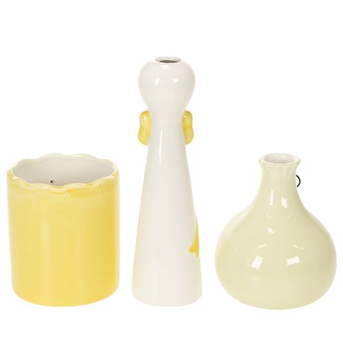 Keramik-Entenfiguren-Set 25 cm, Gelb/Weiß, mit Brille, 3-teilig | Floristik21.de