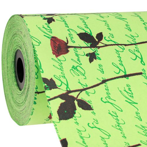 Floristik21 Manschettenpapier Grün Rosen Blumenpapier 25cm 100m