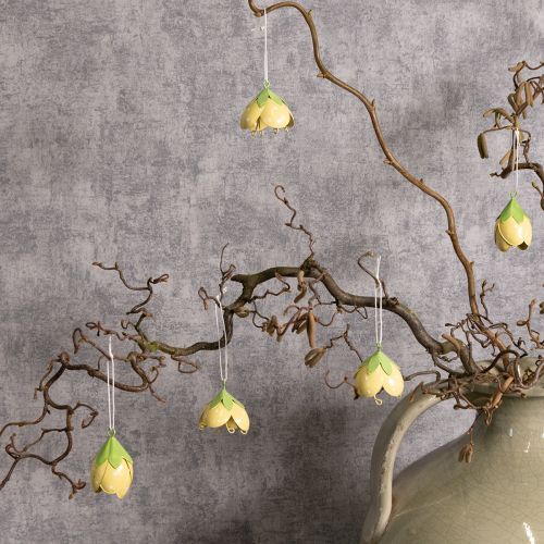 Artikel Metallblüte hängend 6cm Gelb-Grün Set 6 Stück