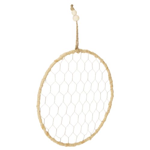 Floristik21 Boho Metall-Dekoring Silber Ø28cm mit Natur-Raffia, 4er Set - Hängedekoration, Wanddeko