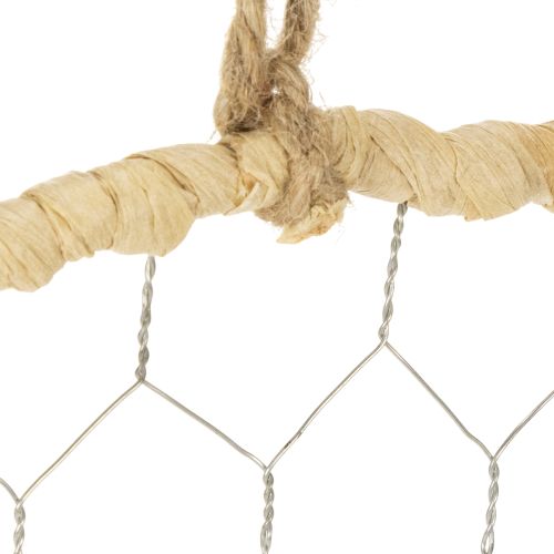 Artikel Boho Metall-Dekoring Silber Ø28cm mit Natur-Raffia, 4er Set - Hängedekoration, Wanddeko