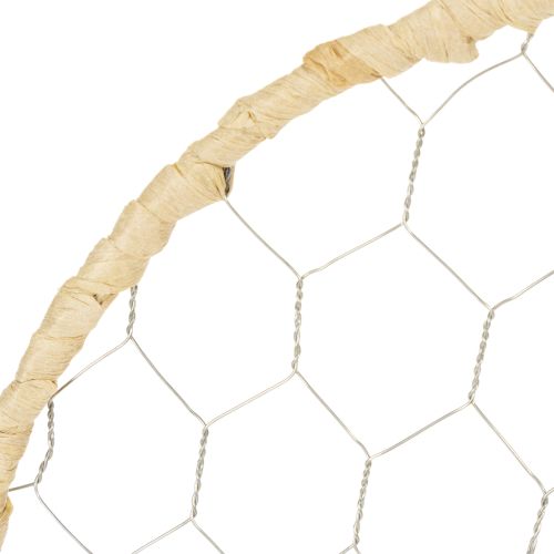 Artikel Boho Metall-Dekoring Silber Ø28cm mit Natur-Raffia, 4er Set - Hängedekoration, Wanddeko