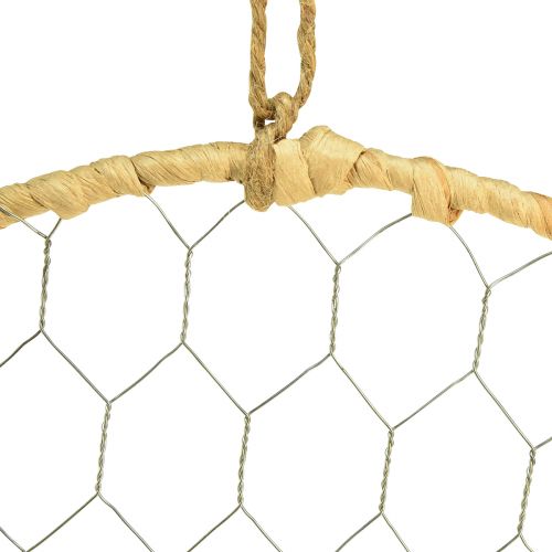 Artikel Metall Dekoring zum Hängen Raffia Silber Natur Ø28cm 4St